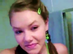 Perfect Brunette Teen In Pigtails Hot Solo Action
