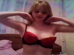 Blonde Teen Shows Boobs And Lick Them!