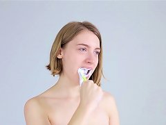 Slutty Girl Gets Mouthfucked With A Toothbrush