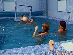 Lesbian Teen Beauties Touching Each Other's Pussies Underwater