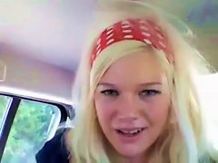 Norwegian Blonde Masturbating In Her Car